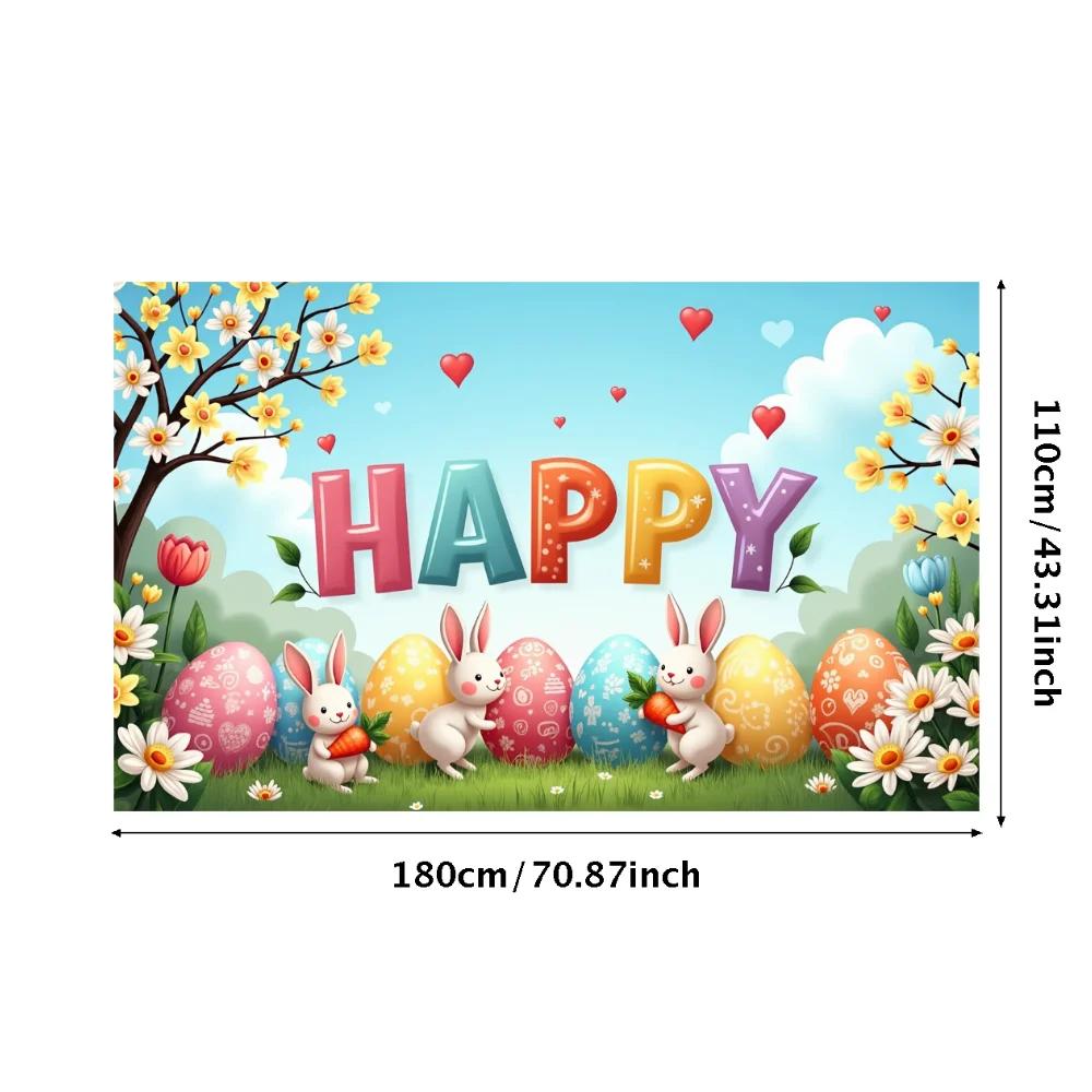 Easter Bunny Decoration Background Easter Eggs Banner Photography Props Outdoor Garden Decors Easter Party Home Supplies 2025