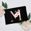 Borsa per il trucco floreale con alfabeto, damigella d'onore, damigella d'onore, festa, matrimonio, addio al nubilato, regalo, in tela, con cerniera, per cosmetici