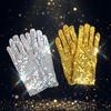 Silver Sparkly Mesh Gloves 1 Pair Shiny Glossy Women Dance Costume Accessory for Wedding Banquet Cocktail Party Cosplay