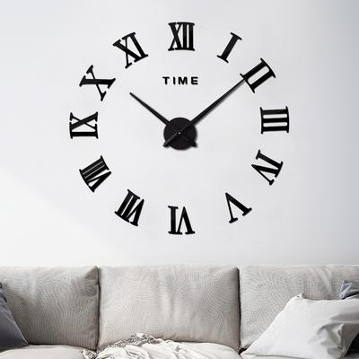 Horloge Murale 3D Grande DIY Silencieuse Miroir Acrylique Autocollant Décoratif Sticker Horloge Murale Design Moderne Chiffres Romains