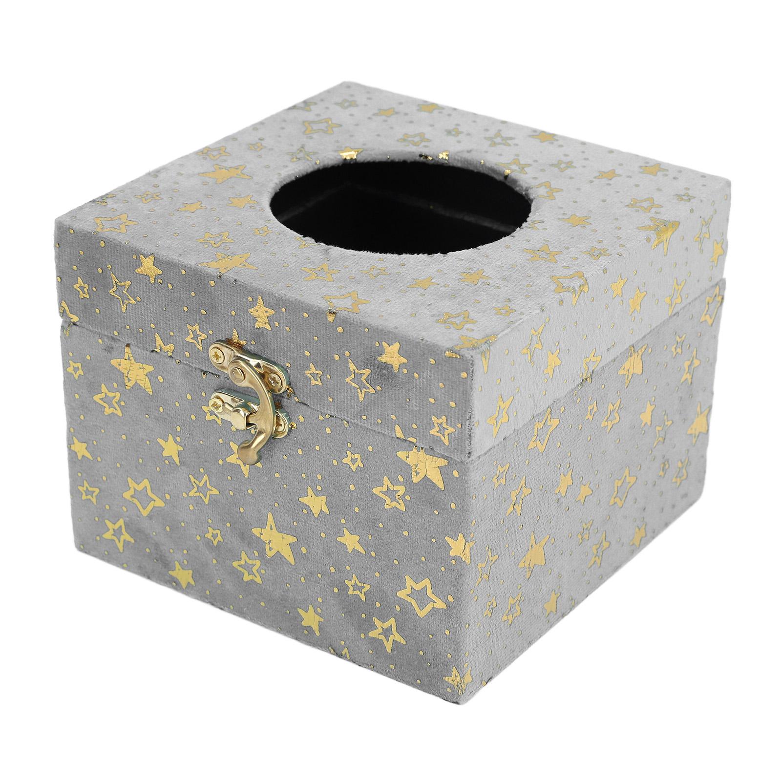 

Деревянный ящик для хранения салфеток со звездами, ворсовая ткань, декоративный контейнер для полотенец, салфеток, чехол для стола Grey