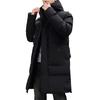 Winter Down Coat Hooded Thickened Solid Color Padded Cardigan Keep Warm Midi Length Zip Up Plus Size Men Winter Coat for Daily Wear