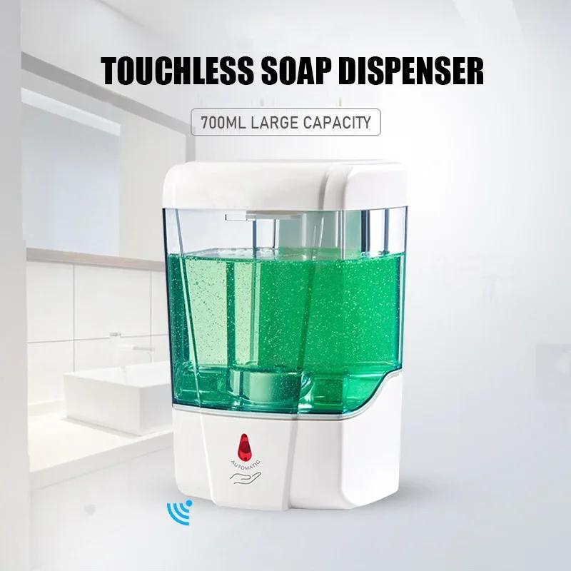 Automatic Touchless Soap Dispenser 700ml, Wall-Mounted Large Capacity Battery-Operated Sensor Hand Washer for Bathroom Kitchen