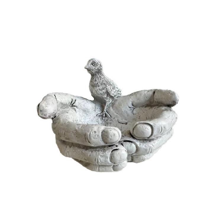 Eye-Catching Outdoor Bird Feeder Resin Hand Statue For Garden Wildlife And Educational Use S