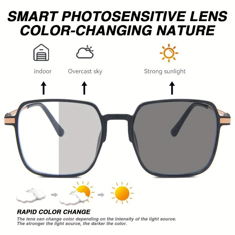 1pc Exquisite Large Frame Women's Color Changing Reading Glasses Comfortable and Simple Integrated Nose Support