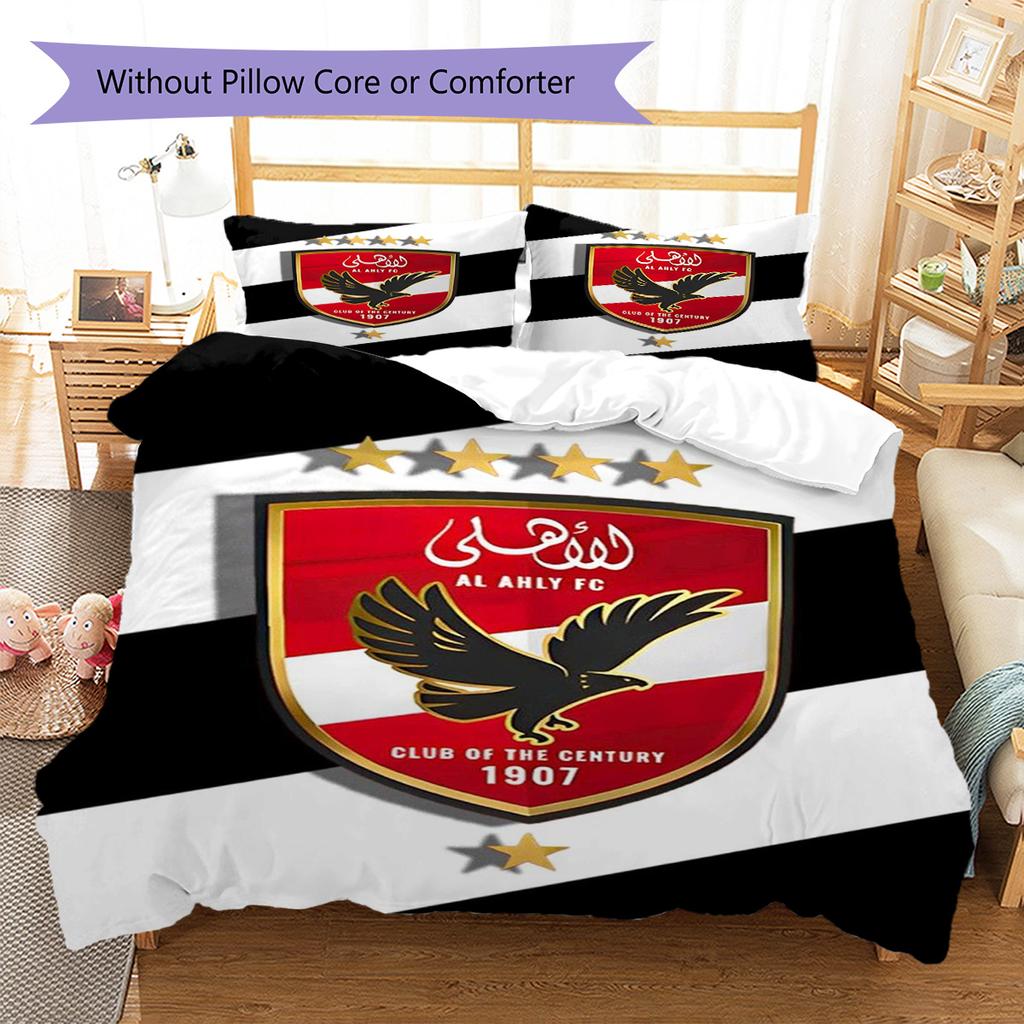 Al Ahly Pattern Bedding Set Quilt Cover Pillowcase Home Decor Gift (1 * Duvet Cover + 2 * Pillowcase, Without Core)