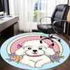 1 szt. Okrągły dywan Poodle Flowers do biura, Dywan do biura, do gier, Lekka okrągła mata podłogowa yy260205098