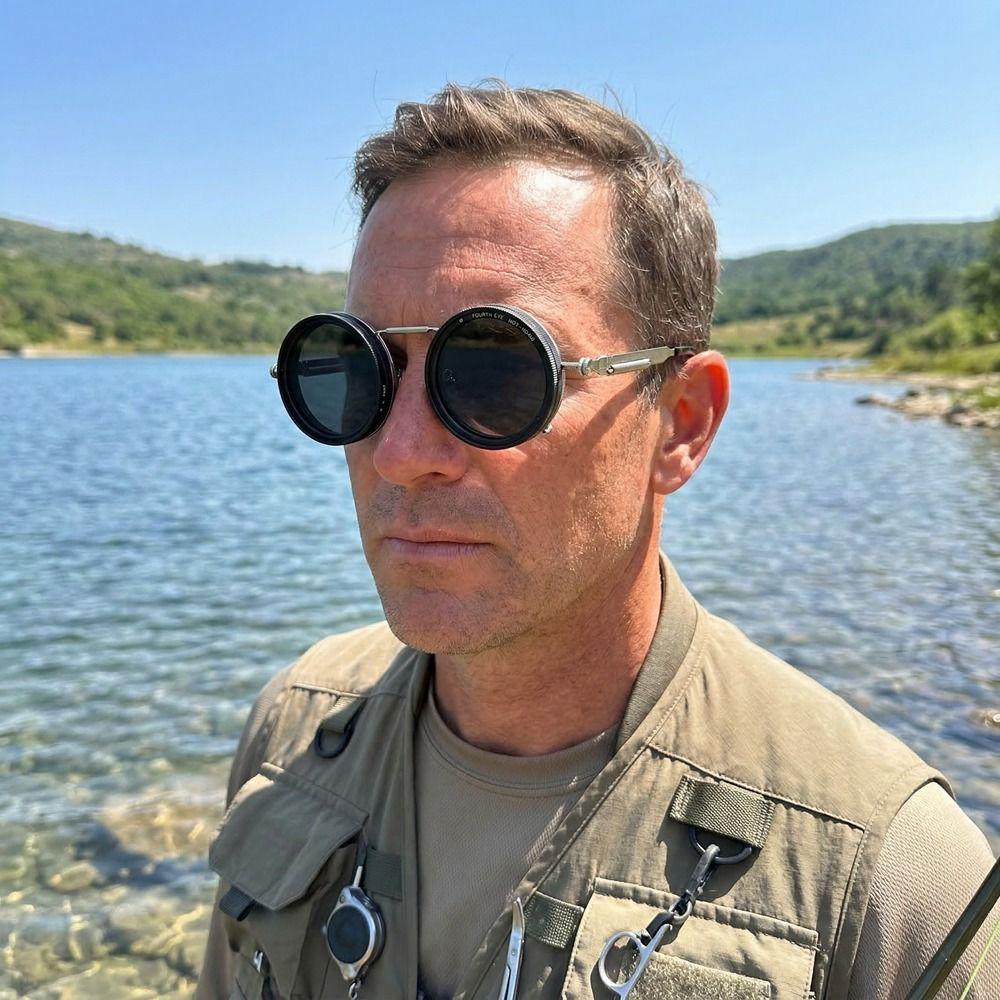 Manual Rotating Fishing Sunglasses Round Frame ND Filter Sunglasses Driving