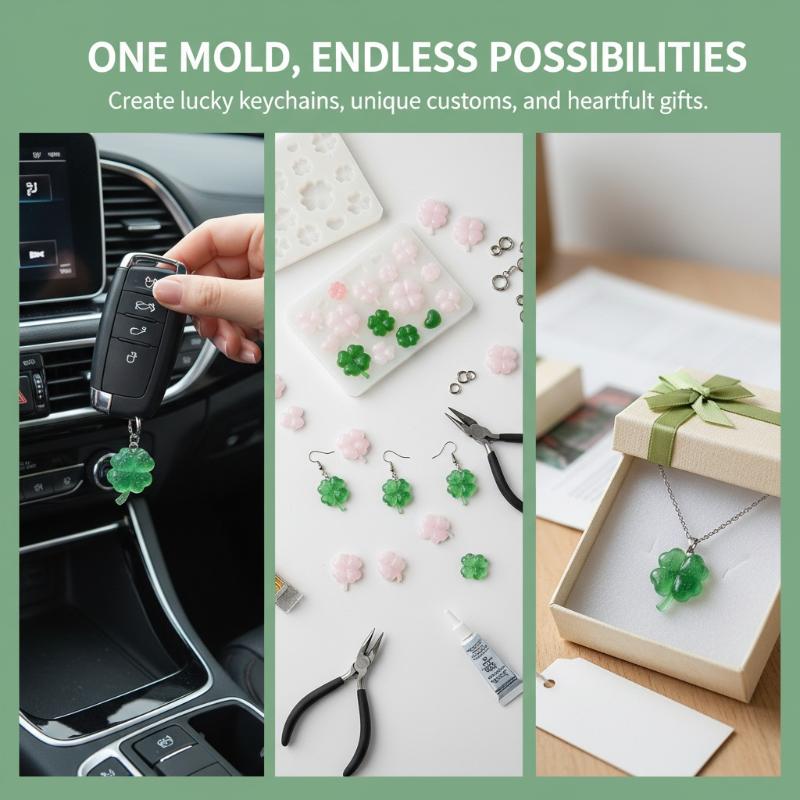 Four Leaf Clover Resin Casting Silicone Mold for DIY Jewelry Ornaments Lucky Supplies Handcraft