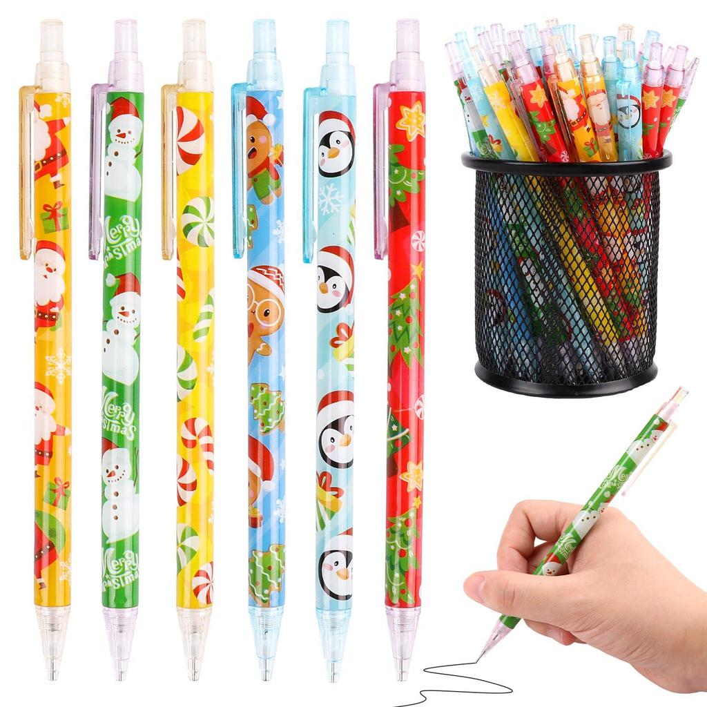 FINGOOO Christmas Mechanical Pencil Prize 24 Pieces/6 Types 0.7mm Stationery Stylish Cute Student Gift Present (Christmas)