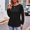 2023 Autumn  Fashion Solid Color Jacquard T-shirts Women Long Sleeve Tops Round Collar Tees Casual Loose Clothes Tshirt 28286