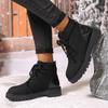 Fashion Short Plush Flats Ankle Boots Warm Women Shoes 2024 Trend Brand New Lace-up Sneakers Cozy Casual Motorcycle Boots Botas M