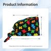 Autism Awareness Colorful Puzzle Pieces Working Cap Women Scrub Cap with Sweatband Adjustable Tie Back Hat Nurse Surgical Caps