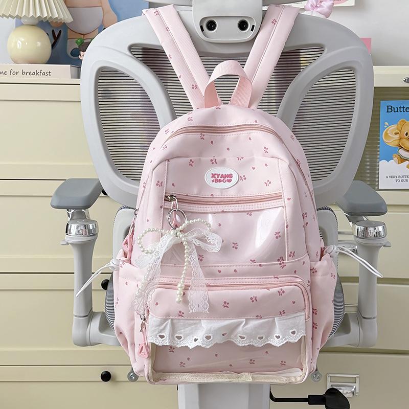 Schoolbag female cartoon print backpack burden reduction female students large capacity cute lightweight schoolbag junior high school backpack