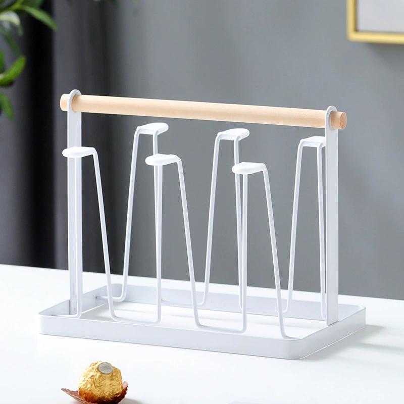 High Quality Durable Japanese Style Cup Drying Rack Space-Saving With Drain Tray Mug Organizer Shelf Standing Type Bottle Holder