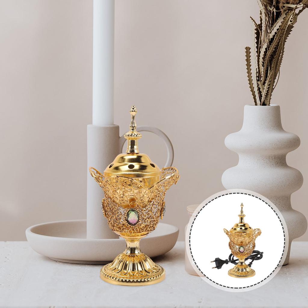 Brûleur électrique à prise UE, encensoir d'église arabe du Moyen-Orient, brûleur en métal, poêle pour décoration de spa de yoga
