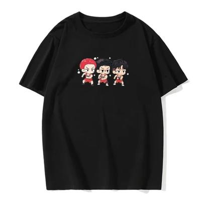 Men's Fun and Cute Version of Anime Character Print Casual Daily Short-sleeved Round Neck Cotton European Size T-shirt