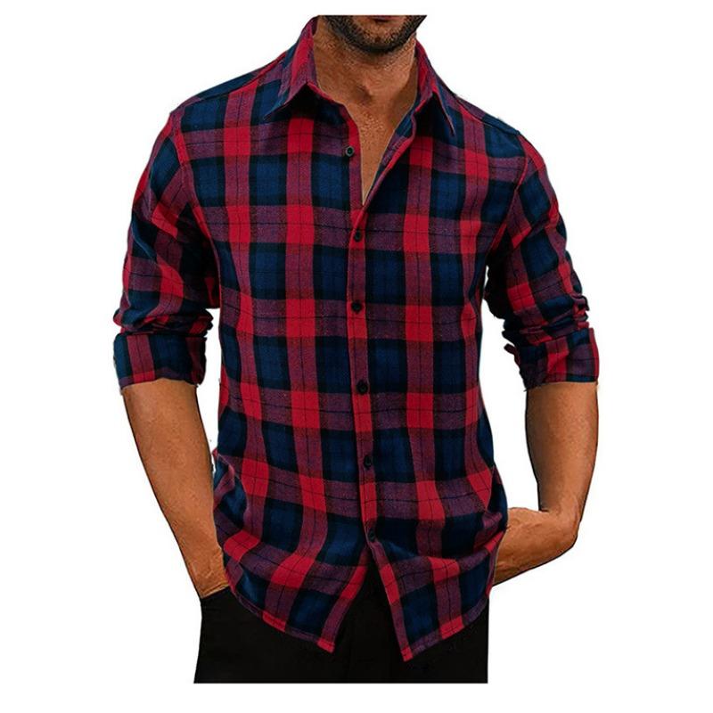 Men S Long Sleeve Flannel Plaid Shirt Thick Autumn Winter