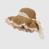 Straw Hat for Women Summer Handmade Weave Hollow Lace Up Anti-UV Beach Cap Foldable Large Brim Panama Bucket Fashion Sun Hat