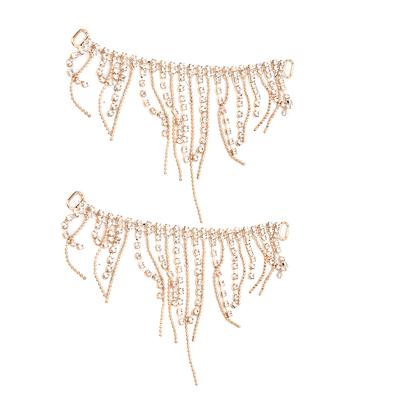 2pcs Rhinestone Tassel Chain DIY High Heels Buckles Decor DIY Garment Sewing Accessories