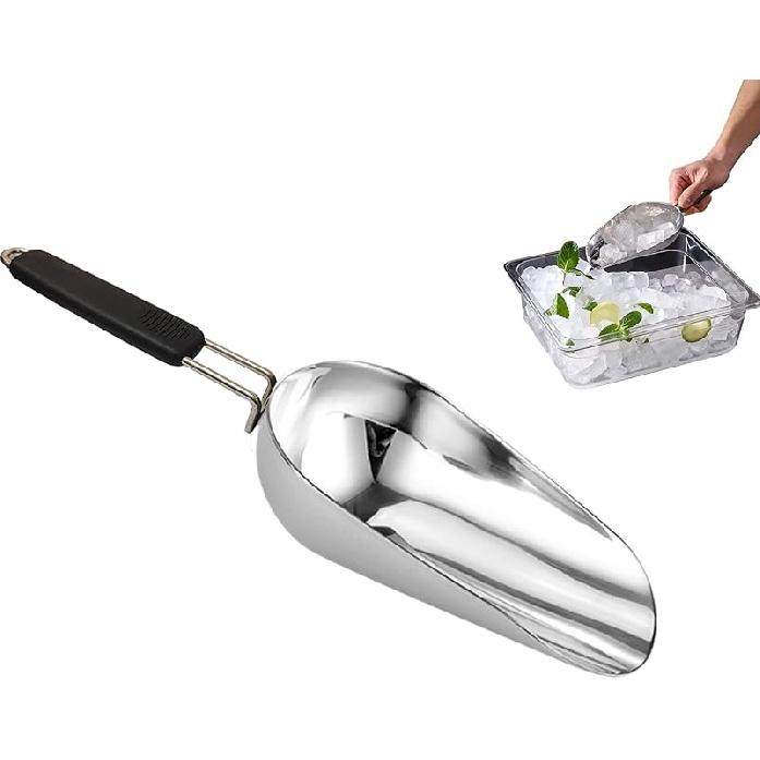 Edelstahl 6 Unzen Eisschaufel mit gutem Griff - Küche, Gefrierschrank, Hundefutter, Popcornschaufel - Spülmaschinenfest