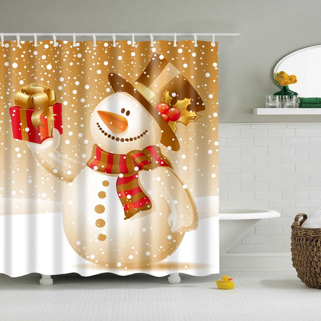 Waterproof Merry Christmas Bathroom Shower Curtains Snowman Santa Bell Elk Pattern Bath Curtain for Bathroom Home Decor