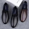 Mens Casual Genuine Leather Shoes Soft Slip on Loafers Non Slip Breathable Driving Flats Spring Walking Business Shoes Mocassin