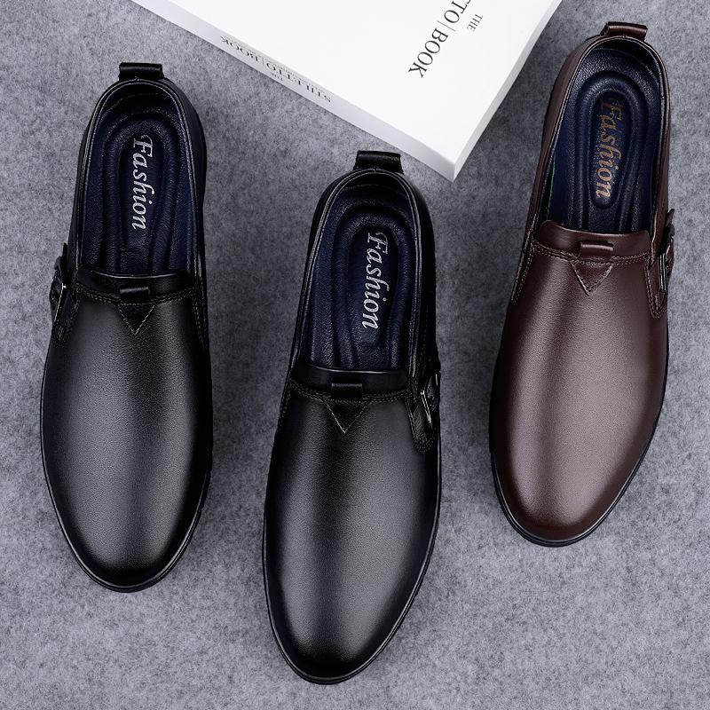 Mens Casual Genuine Leather Shoes Soft Slip on Loafers Non Slip Breathable Driving Flats Spring Walking Business Shoes Mocassin
