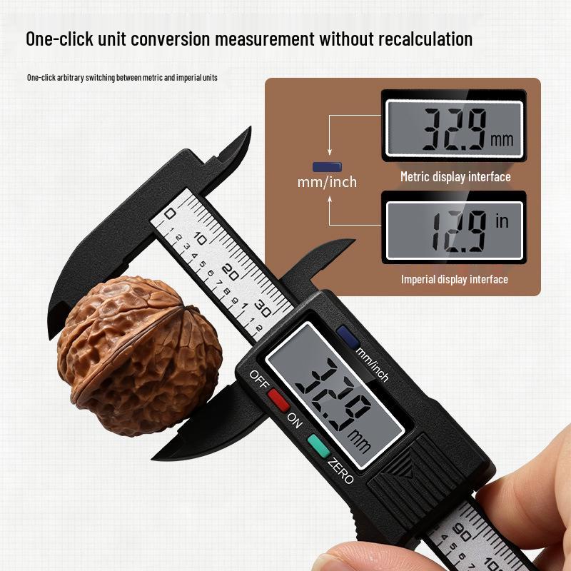 Digital Vernier Caliper: 0-100mm, Dual Button, Plastic, Measures Inside/Outside Diameters