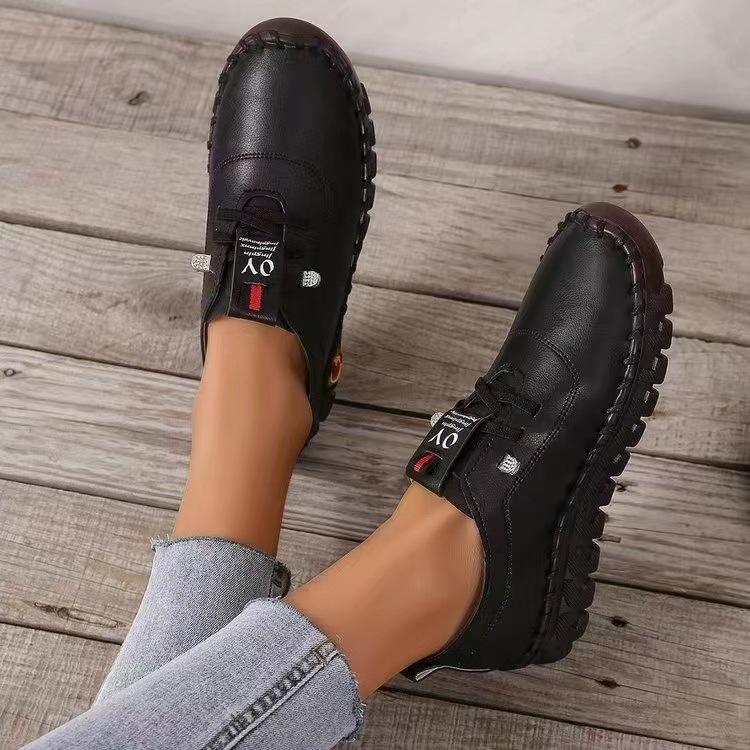 Shoes for Women Plus Size 35-43 Women Vulcanized Shoes PU Leather Casual Comfortable Soft Breathable Flat Shoes Loafers Women