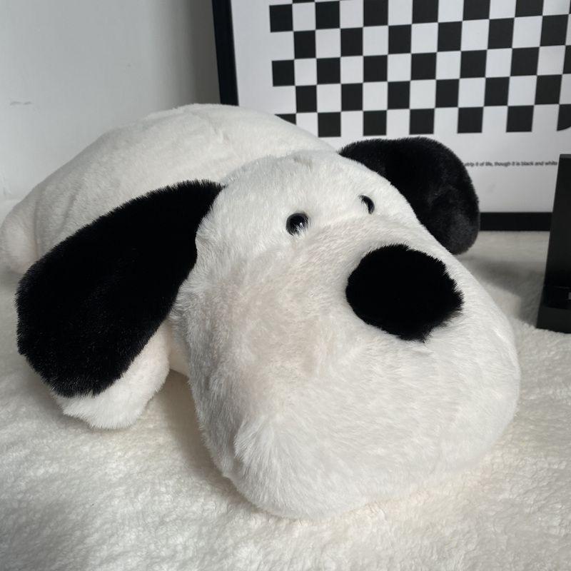 Cute Black and White Dog Plush Pillow - Soft Sleep Companion and Birthday Gift
