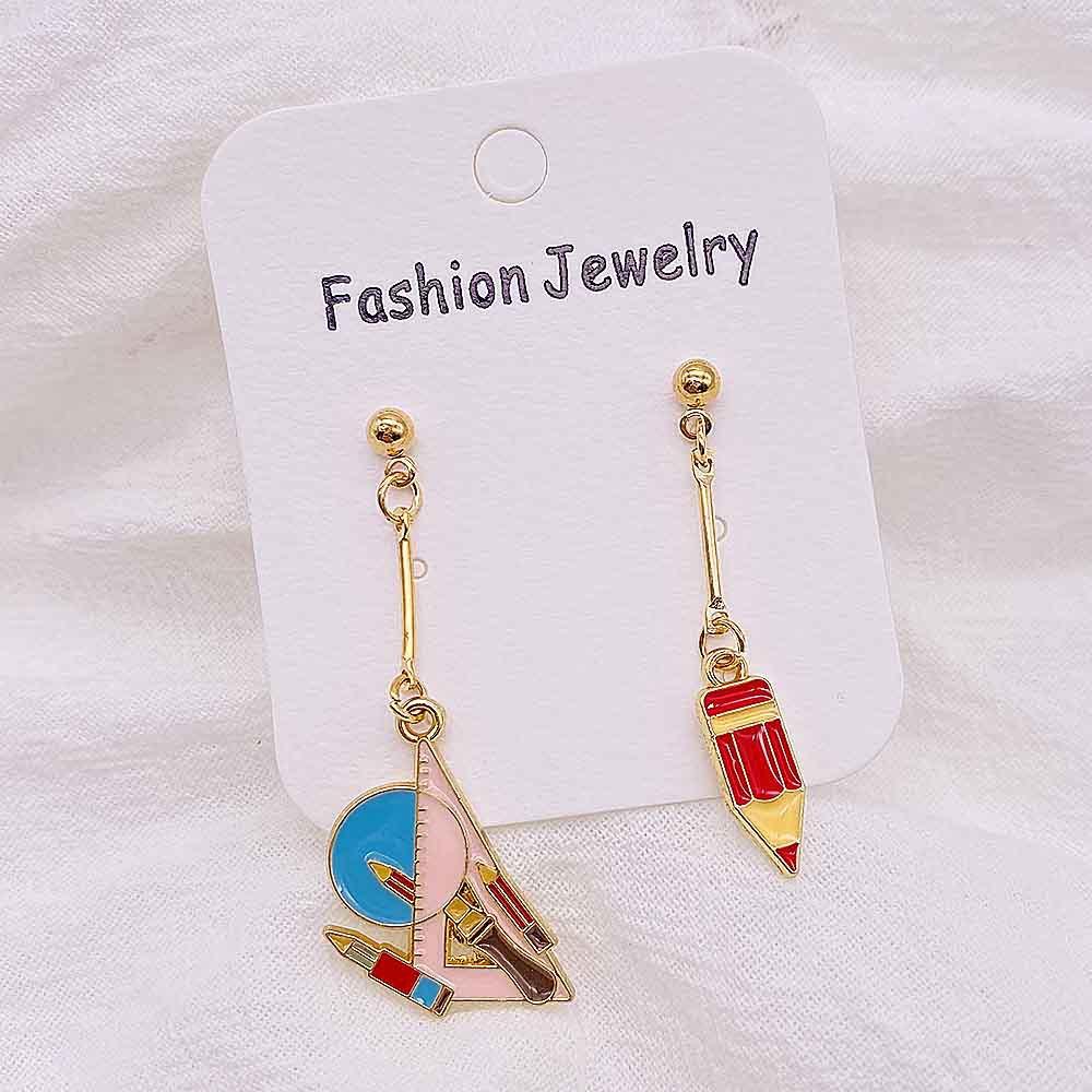Personality Fun Brush Drawing Board Earrings Book Ruler Artist Brush Earrings for Woman Girl Jewelry Gift