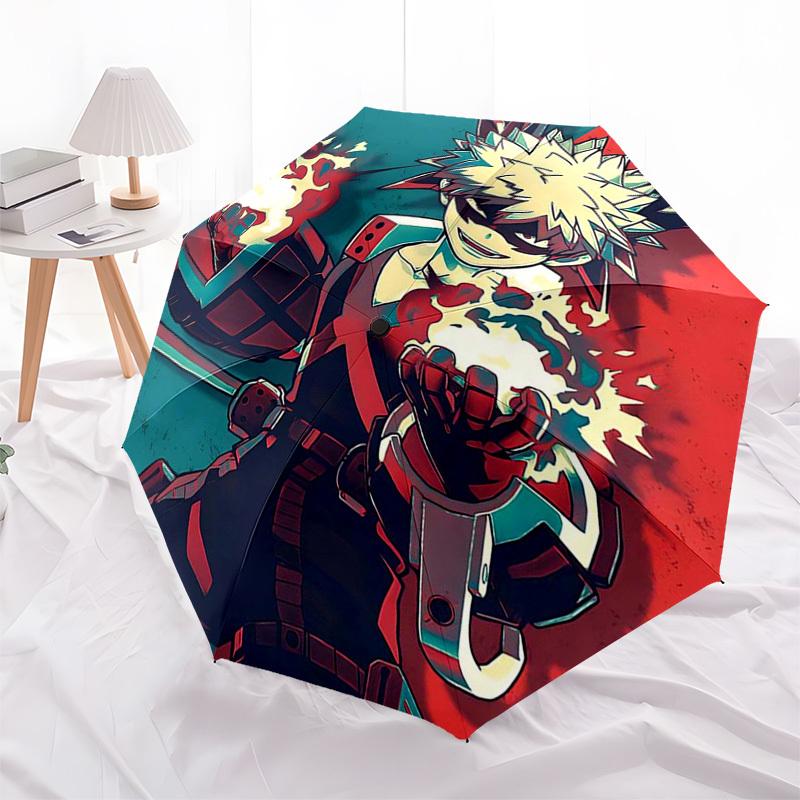 1pc Kamado Tanjirou Outdoor Umbrella - Automatic Opening/Closing, Portable 3-Fold Design, 8-Bone Iron Frame, Perfect Gift for Fans, Travelers, Da