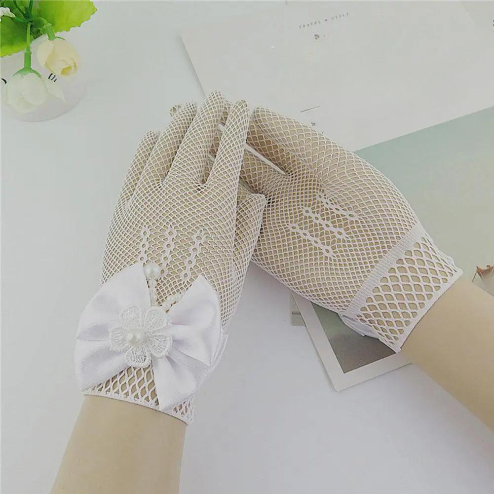 Mesh Bow Glove Dress Accessories Gloves Gloves Princess Cream Lace Fishnet Gloves Ceremony Parts