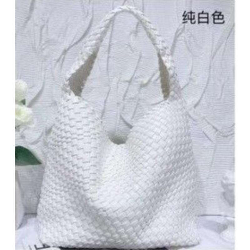 Soft Leather Woven Shoulder Large Bag Large Capacity Child and Mother Bucket Bag Lazy Wind Tote Bag Shopping Travel Handbag
