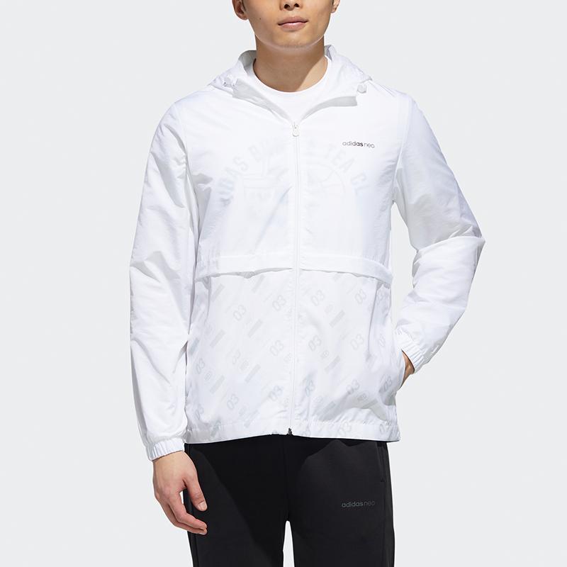 Adidas Neo Brilliant Windbreaker 2 Logo Print Hooded Sports Jacket Men Jackets White GK1512