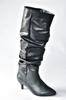 Women Modern Stylish Fashion Boots Boots Faux Leather Black Low Heeled Drawstring Boots