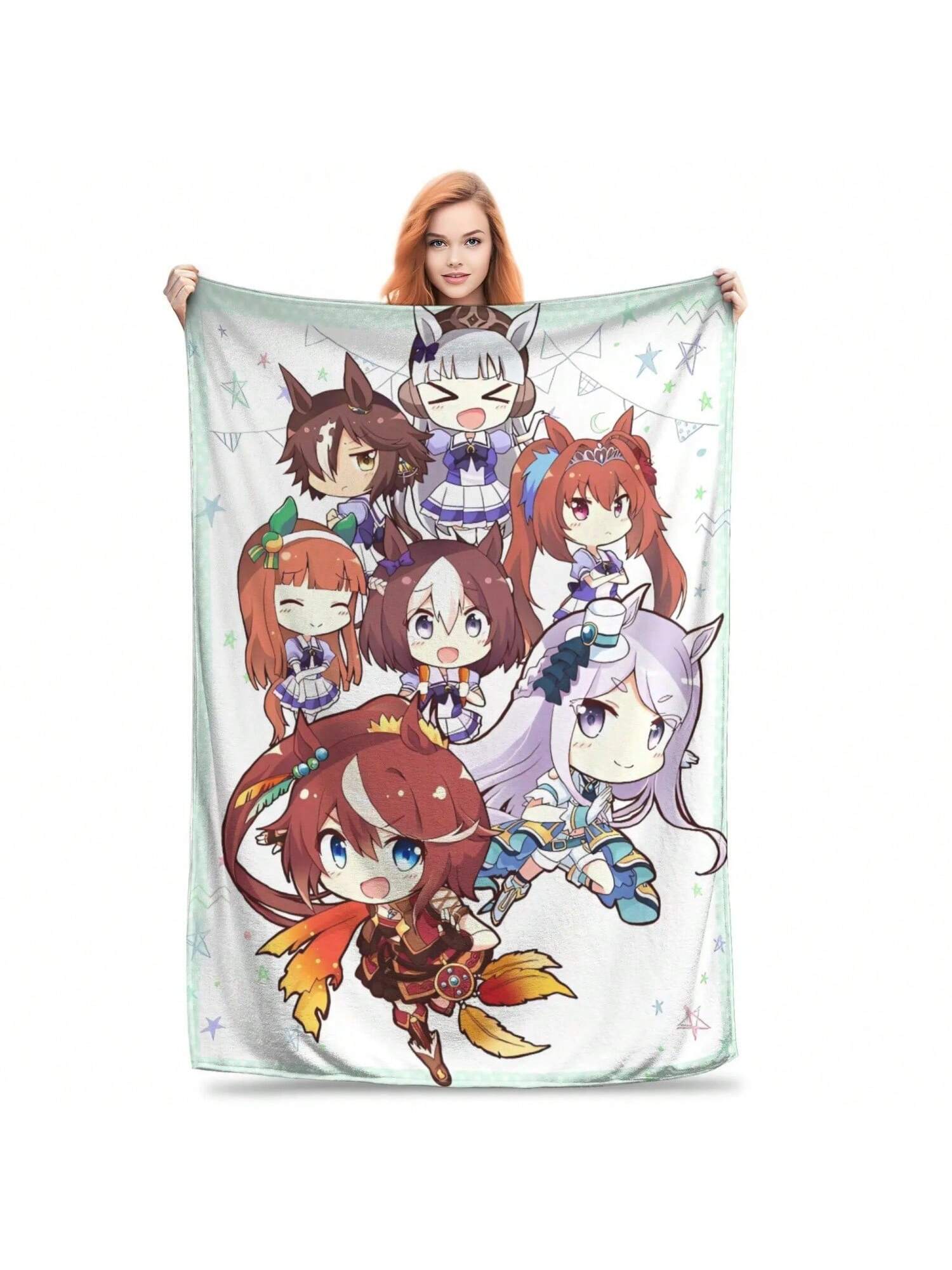 

Uma Musume Blanket Warm Soft Fluffy Plush Throw Blanket For Bedroom Bedspread Bed Cover 75X95CM сірий колір