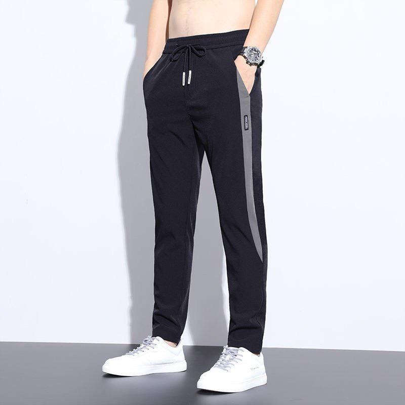 Summer Ice Silk Mens Casual Pants With Spliced Design For Youth And Teenagers