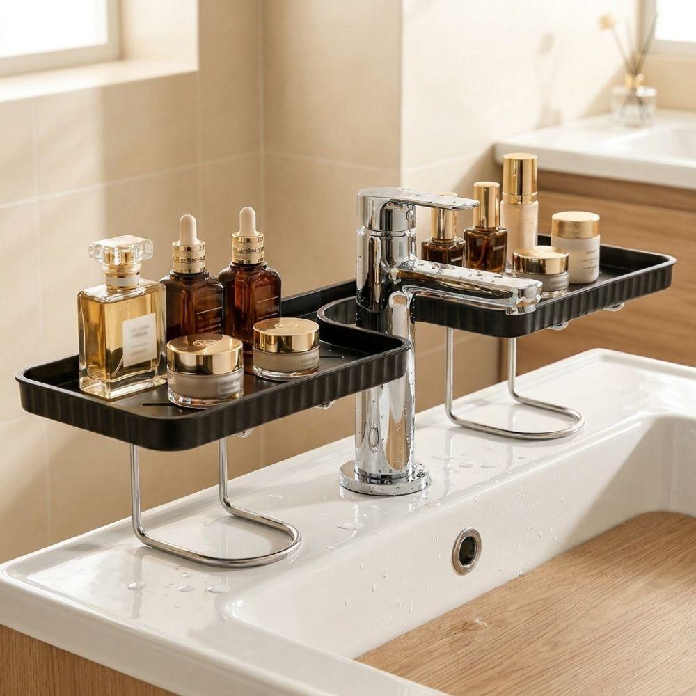 Rustproof Faucet Sink Shelf Large Capacity Sink Drying Rack Bathroom Storage Rack Bathroom
