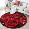 Red Roses Round Area Rug,Carpet Rug for Living Room Bedroom Sofa Playroom Decor,Non-slip Floor Mat