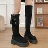 Small Man Height Increase Over Knee High Boots Women's 2025 Autumn New Retro Square Heel Thick Sole Thin Sleeve Fashion Boots