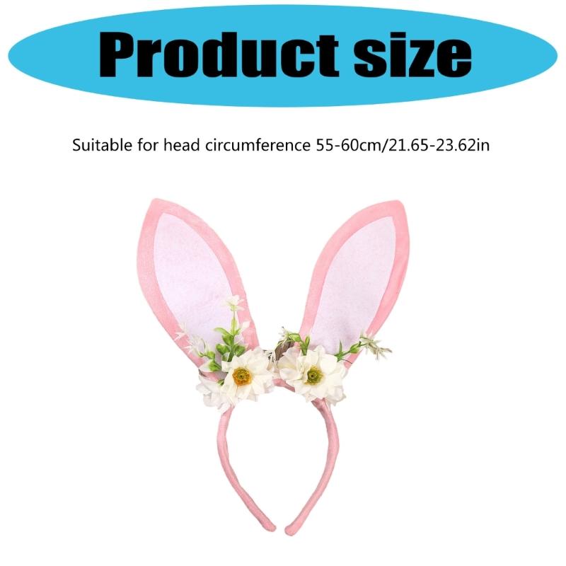 Roleplay Bunnies Girl Headband with Flower Designs Anime Headband Easter Cosplay Headdress Festival Dressingup Accessory