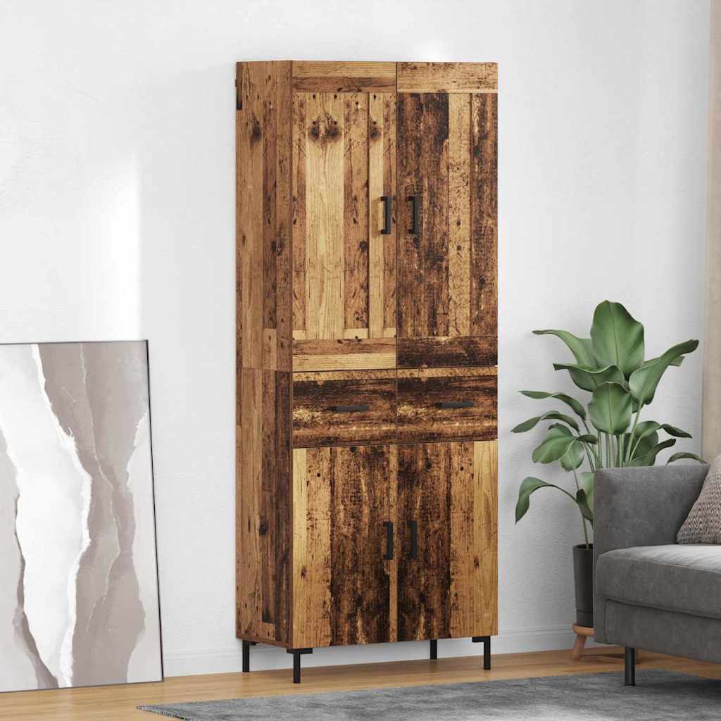 Highboard with Drawers 2 pcs Reclaimed Wood Effect Particleboard
