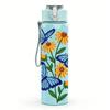 1PC Blue Butterfly Daisy Floral 750ml Color Plastic Sports Water Bottle Leakproof Flip Straw Lid Suitable for Sports Office Home Use