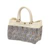 Tomo Corporation Block Print Jute 6-Pocket Bag (15625-750-539) Gray X Red Flower