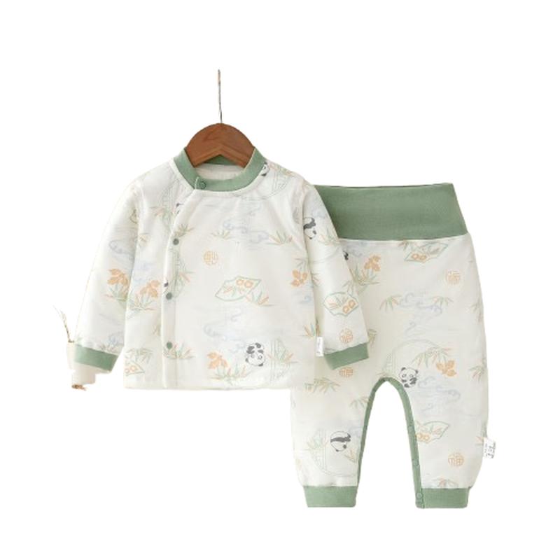 JOYNCLEON Baby Thickened Thermal Long Sleeve High-Waist Tummy Protection Set 90