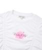 WACKY WILLY Shining Leo Shirred Crop Short Sleeve T-Shirt White
