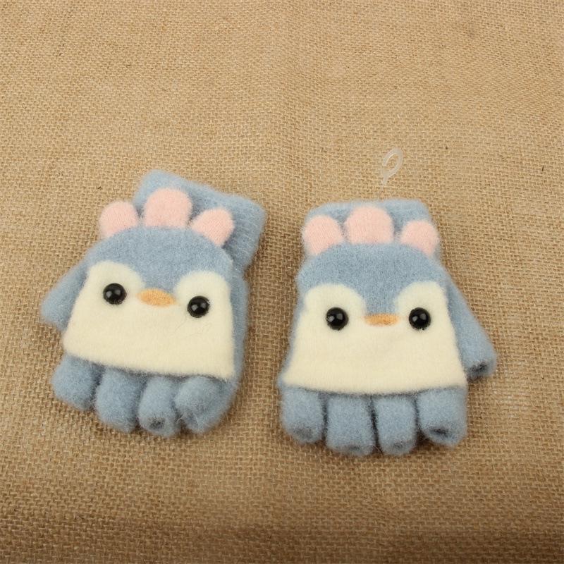 Kids' Winter Flip-Top Fleece-Lined Knit Gloves - Cute, Warm, Half-Finger for Boys & Girls