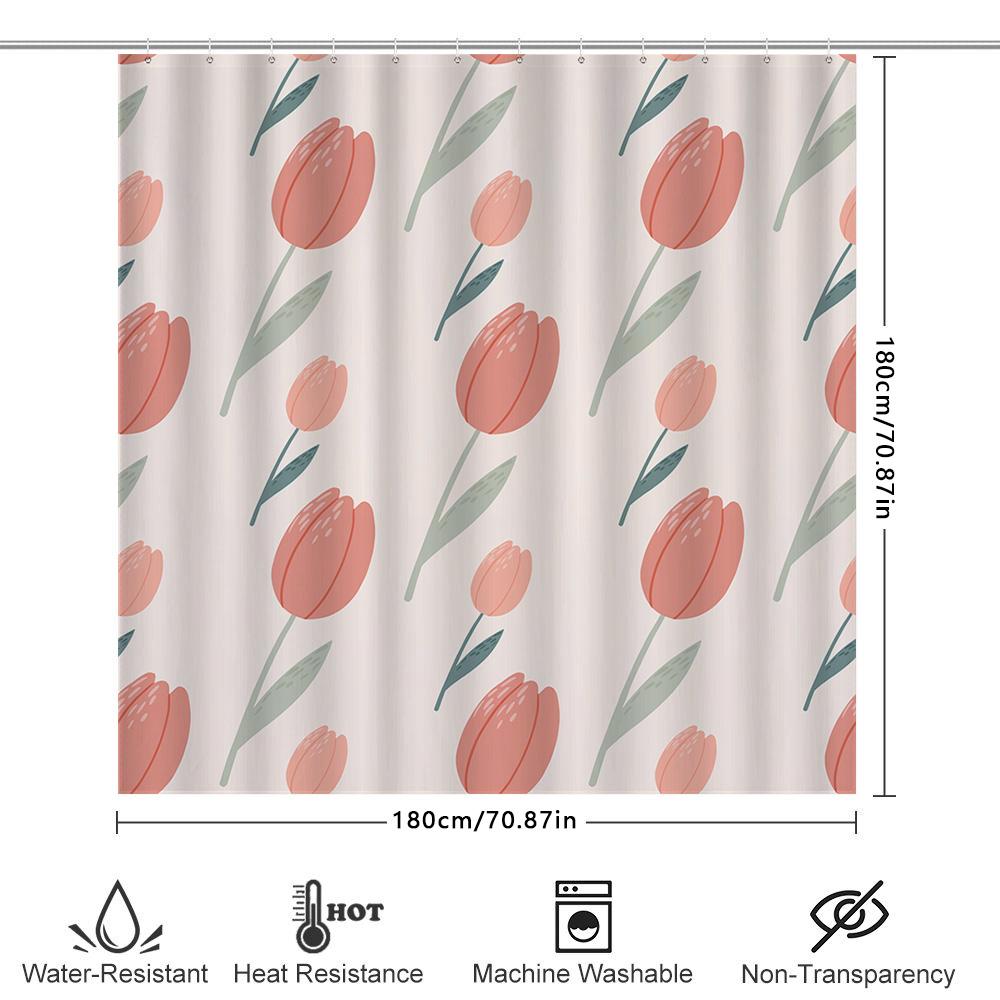 Soft Floral Printed Shower Curtains Pink Peony 3D Waterproof Bathroom Decor For Modern Home Decoration Set Includes 1 Curtain Pa